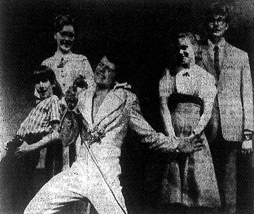 "Paul Reed, left, Laurene Andrus, Dale Malmrose, Jennifer Willand and Ernie Doose rehearse scene from 'Bye, Bye Birdie' at Lagoon." Photo: Deseret News