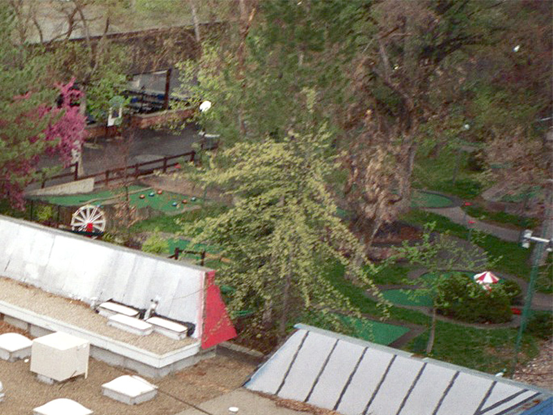Ferris Wheel, Pinball and Carousel obstacles visible from the Sky Ride in 2004. Photo: B. Miskin