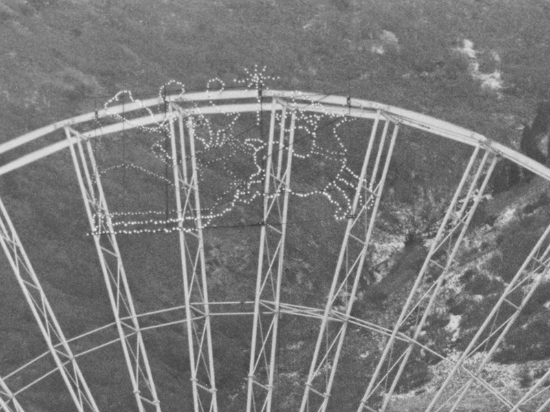 Christmas lights on the top of Sky Scraper in December 1990. Photo courtesy of Deseret News