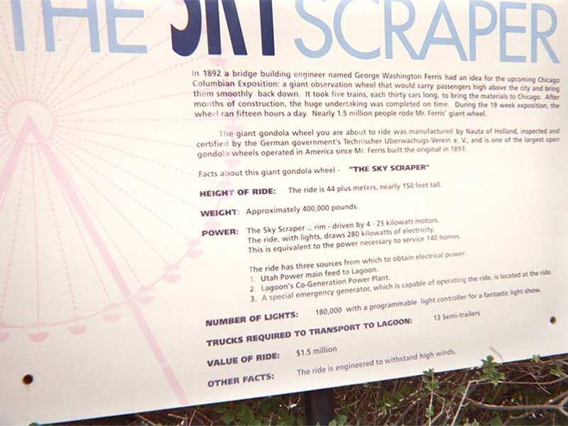 Informational sign that stood at the entrance of the ride for many years. Photo: B. Miskin