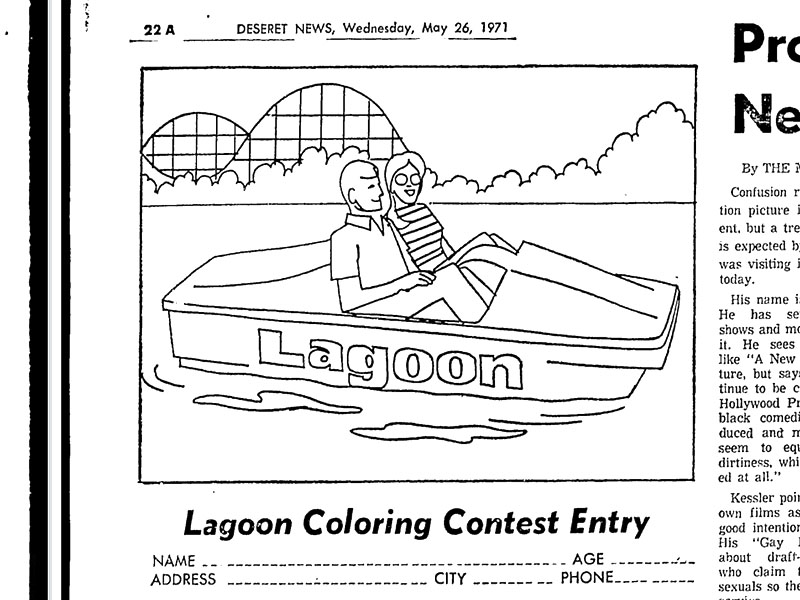 In May 1971, the Deseret News held a coloring contest using this picture of the new Water Skeeters.