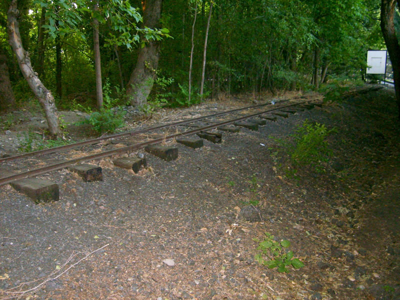 Looking north at the PVRR tracks between Farmington Creek and Pioneer Pavilion. Photo: B. Miskin