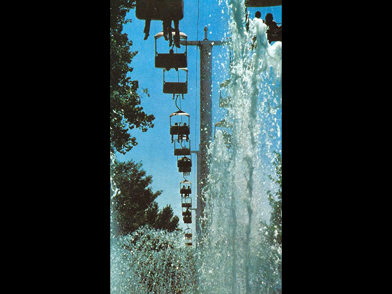 Photo of the Sky Ride and Bamberger Fountain in a 1978 brochure.
