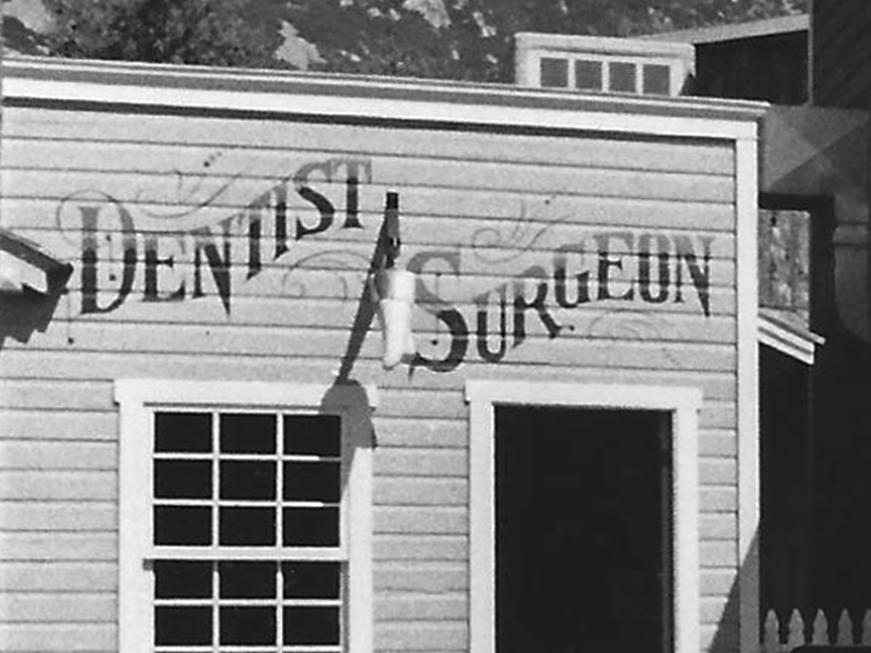 Facade of the Dentist's Office in Pioneer Village, 1977. Photo: The Salt Lake Tribune