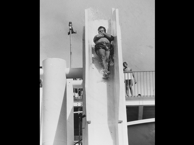 Speed slides, 1990. Photo courtesy of Deseret News
