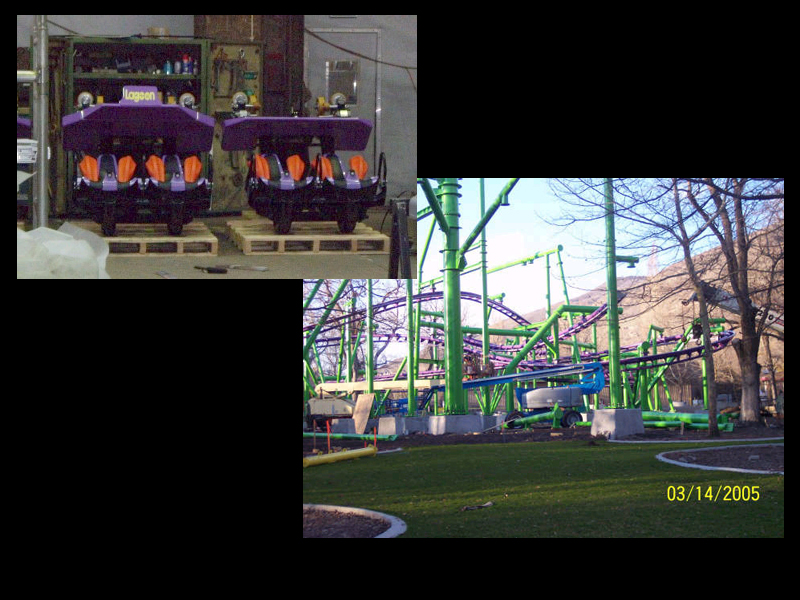 Construction progress photos from Lagoon's website, 2005.