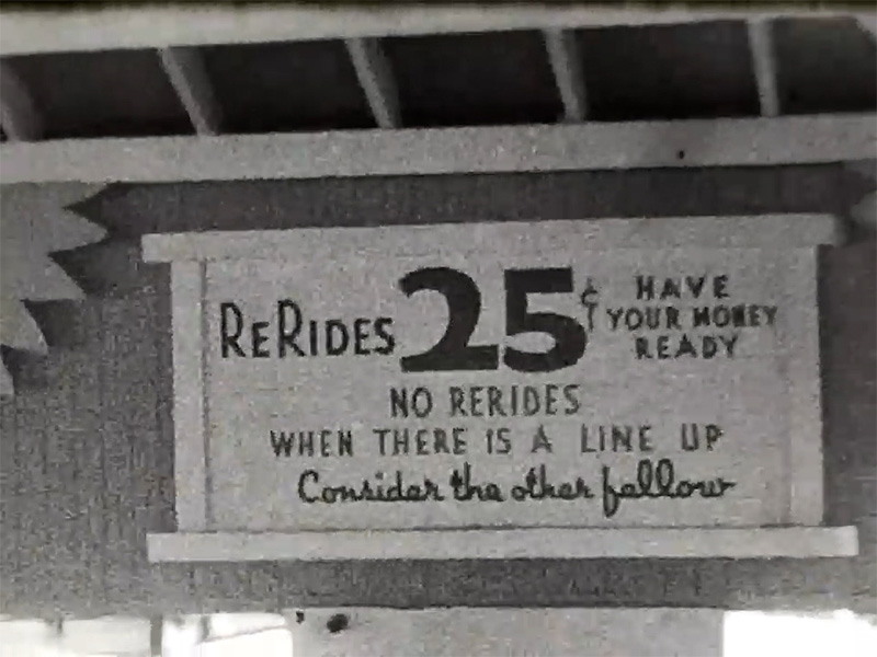 Sign in the station, ca. 1950. From film footage shared on YouTube by Bill Haight.