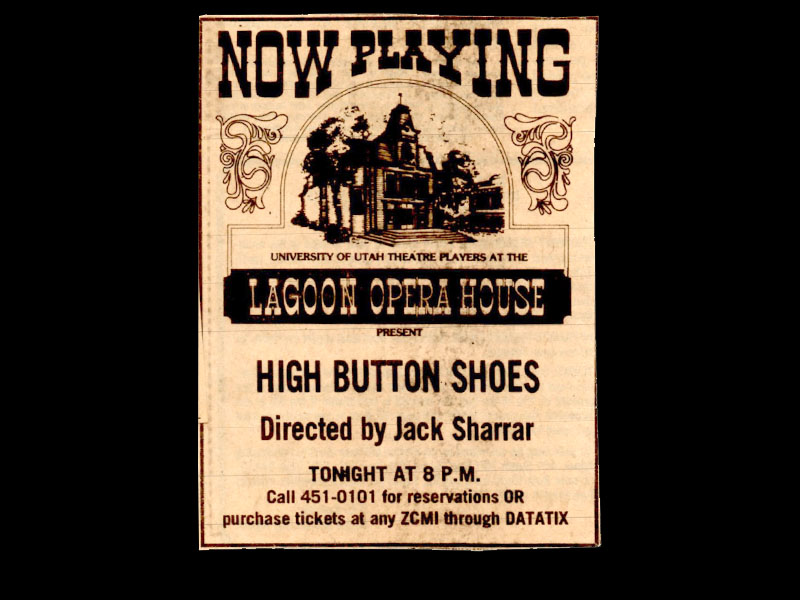 July 1982 newspaper ad for "High Button Shoes". Shared by Jack Sharrar