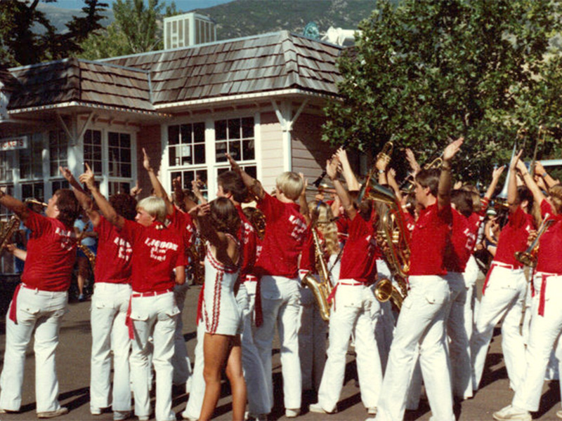 The Lagoon Show Band performing in front of the station, 1980. Photo: Lori Underwood Mace