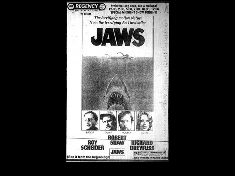 July 1975 ad for Jaws.