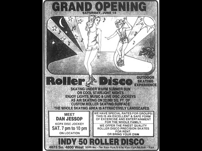 Ad for the new Indy 50 Roller Disco in Kearns, June 1980.