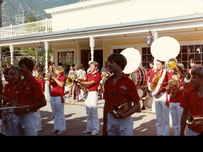 Lagoon Show Band on Main Street in Pioneer Village, 1980. Photo: Lori Underwood Mace