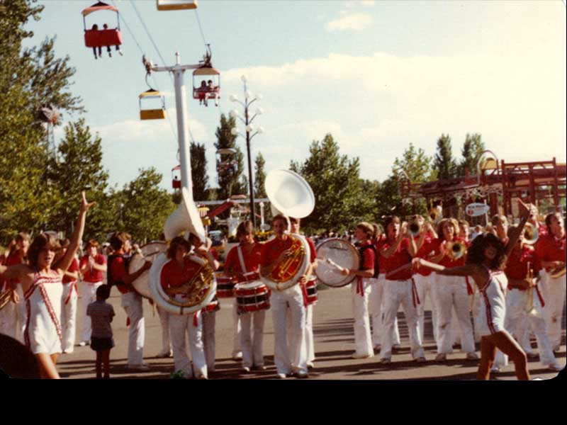 Lagoon Show Band on the South Midway, Wild Mouse visible on the right. Photo: Lori Underwood Mace
