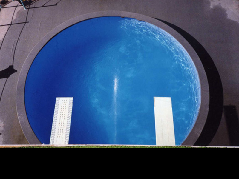 Looking down at the pool from the 30-foot platform. Photo: Brian Taylor