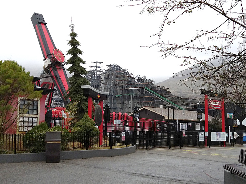 Samurai with Primordial under construction in the background, 2021. Photo: B. Miskin