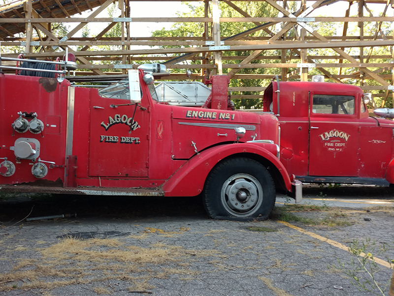 Lagoon's fire engines, sitting in storage. Photo © Lagoon History Project
