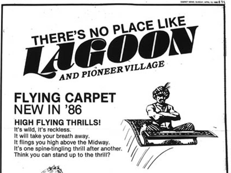 Newspaper ad announcing the new Flying Carpet.
