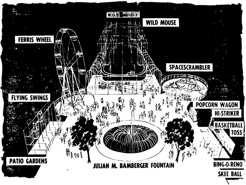 Illustration of the new North Midway in a 1965 Lagoon ad.