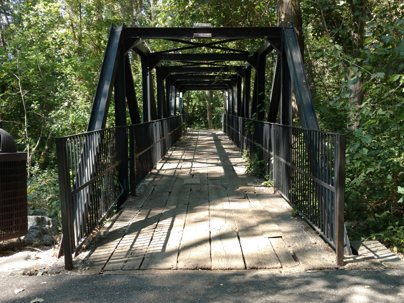 This bridge on the Lagoon Trail was used on the PVRR as it left the station. Photo: B. Miskin