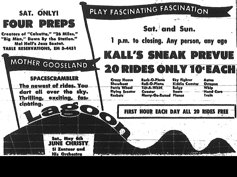 April 1961 newspaper ad announcing the new ride.