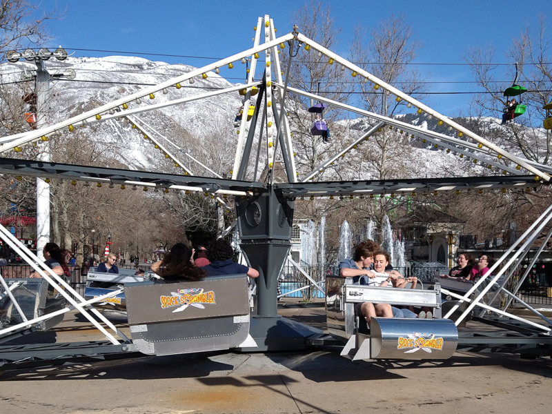 Space Scrambler with new gondolas in April 2023.