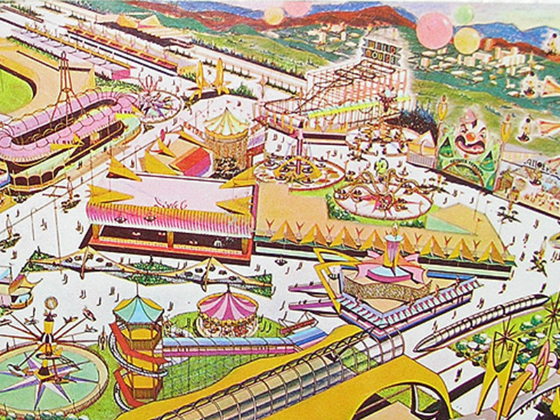 Another aerial illustration of the fair with Wild Mouse at the top.
