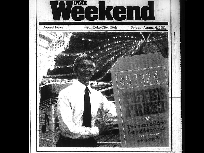Lagoon president Peter Freed in front of the new Musik Express in the Deseret News.