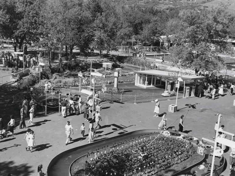 Aerial view of Speedway, Jr. and Mother Gooseland in the 1950s. Photo courtesy of Deseret News