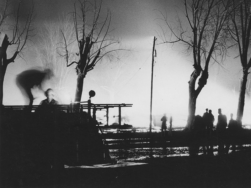 The Dancing Pavilion disappears into the flames. Photo courtesy of Deseret News