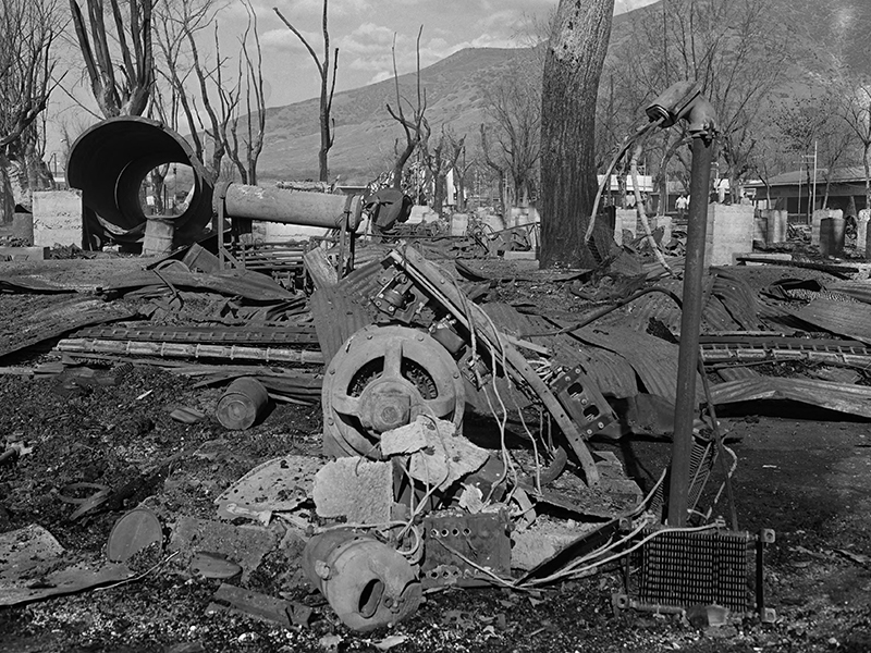 Remains of the chain house after the 1953 fire. Photo: Salt Lake Tribune
