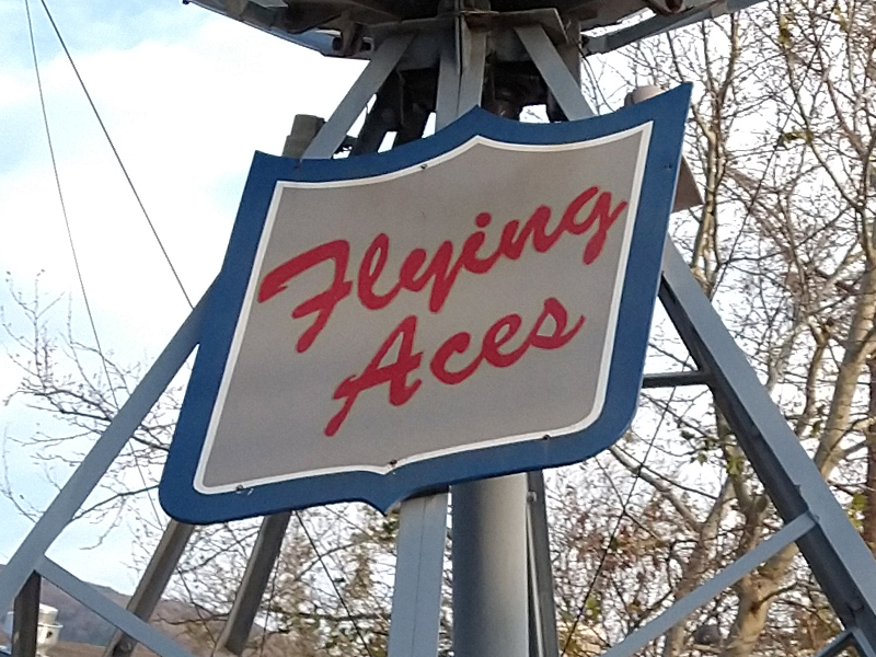 Flying Aces sign on the tower, 2020. The shield sign originated with the Flying Jets iteration in the '60s. Photo: B. Miskin