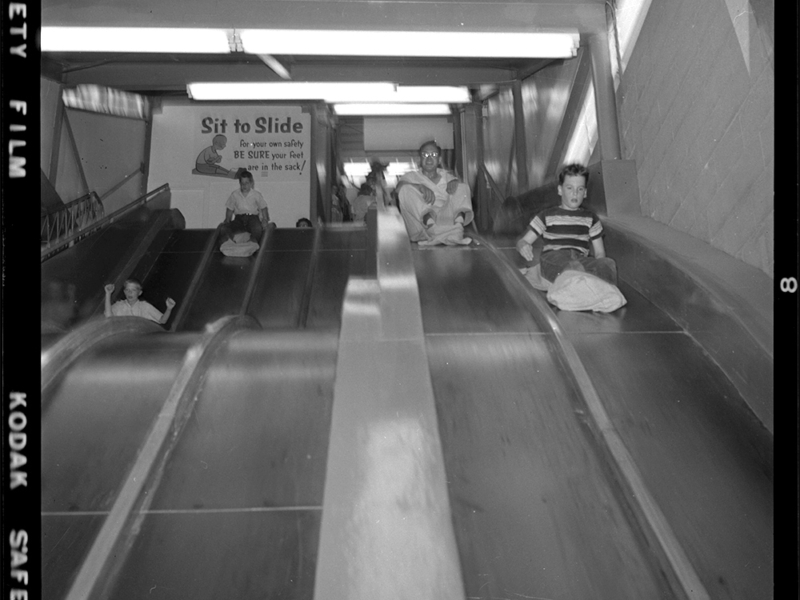 The top portion of the tall slides, 1957. Photo: University of Utah, Special Collections