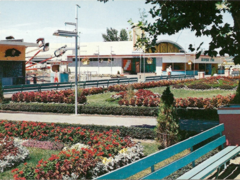1954 Lagoon postcard looking northwest on the Midway.
