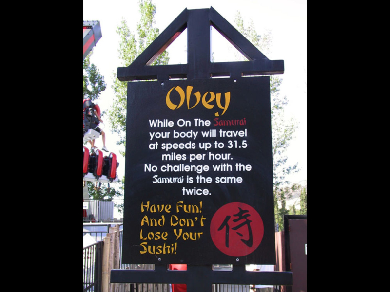 One of the signs in the queue. Photo: Brian Reichow