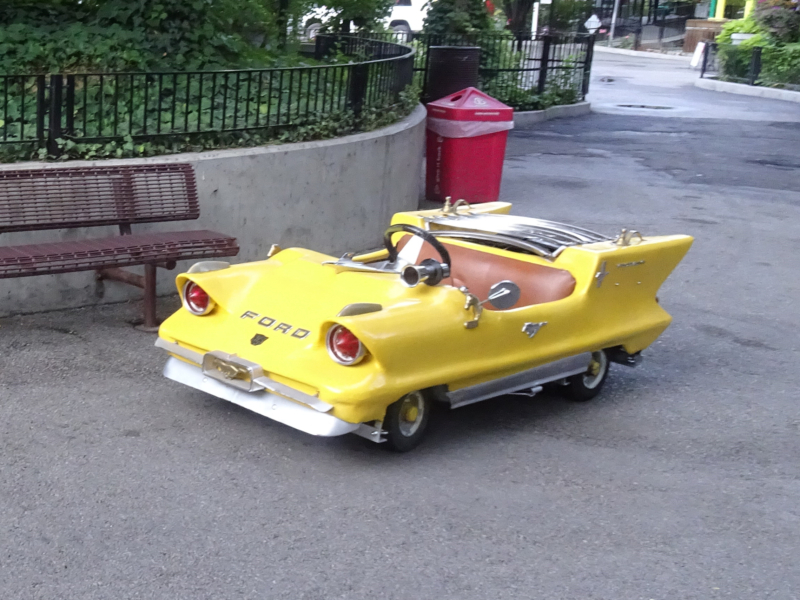 Blaine Horrocks' Speedway car returned to Lagoon during a car show in 2024 where it was displayed by current owner Derick Horrocks near the hill which was once Speedway's overpass. Photo: Derick Horrocks